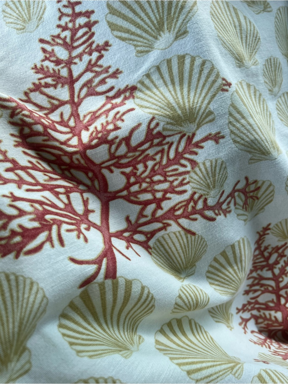 Pottery Barn Coastal Coral Shell Shower Curtain